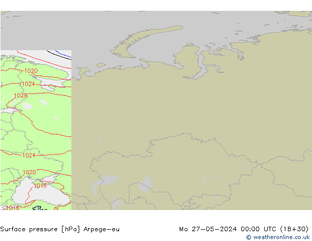 приземное давление Arpege-eu пн 27.05.2024 00 UTC