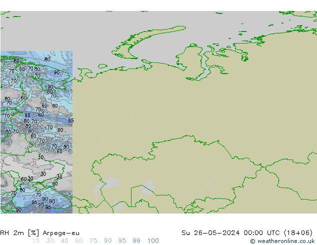 RH 2m Arpege-eu Su 26.05.2024 00 UTC