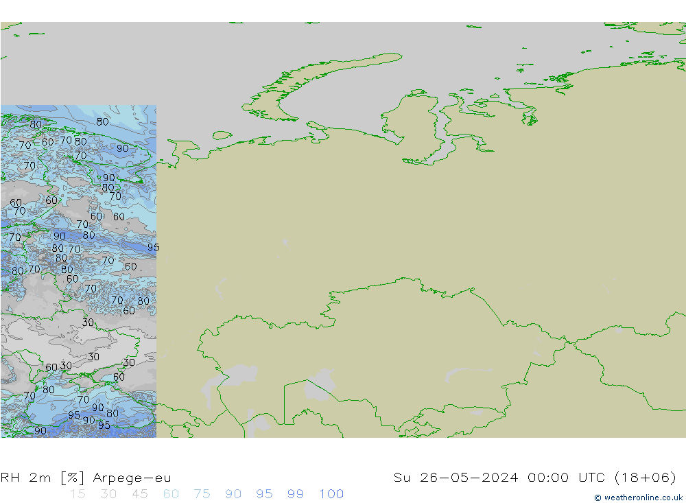 RH 2m Arpege-eu dom 26.05.2024 00 UTC