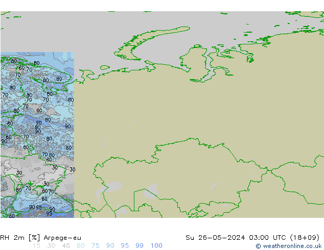 RH 2m Arpege-eu dom 26.05.2024 03 UTC