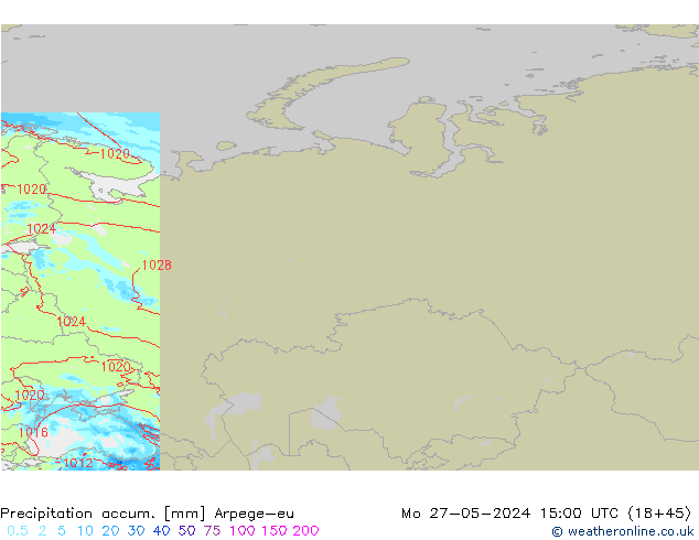 Precipitation accum. Arpege-eu Seg 27.05.2024 15 UTC