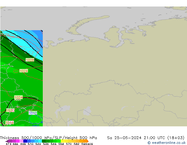 500-1000 hPa Kalınlığı Arpege-eu Cts 25.05.2024 21 UTC