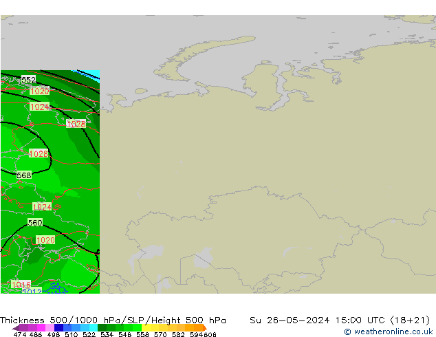 Schichtdicke 500-1000 hPa Arpege-eu So 26.05.2024 15 UTC