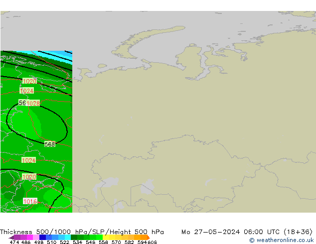 Thck 500-1000hPa Arpege-eu Po 27.05.2024 06 UTC