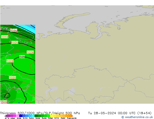 Thck 500-1000hPa Arpege-eu wto. 28.05.2024 00 UTC