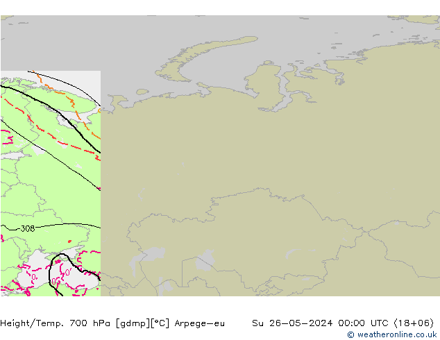 Height/Temp. 700 hPa Arpege-eu dom 26.05.2024 00 UTC