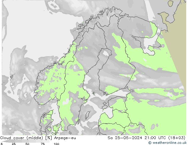 Nubes medias Arpege-eu sáb 25.05.2024 21 UTC