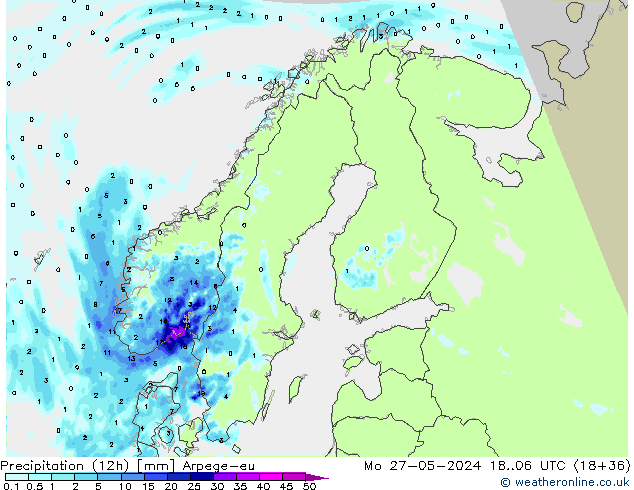 Nied. akkumuliert (12Std) Arpege-eu Mo 27.05.2024 06 UTC