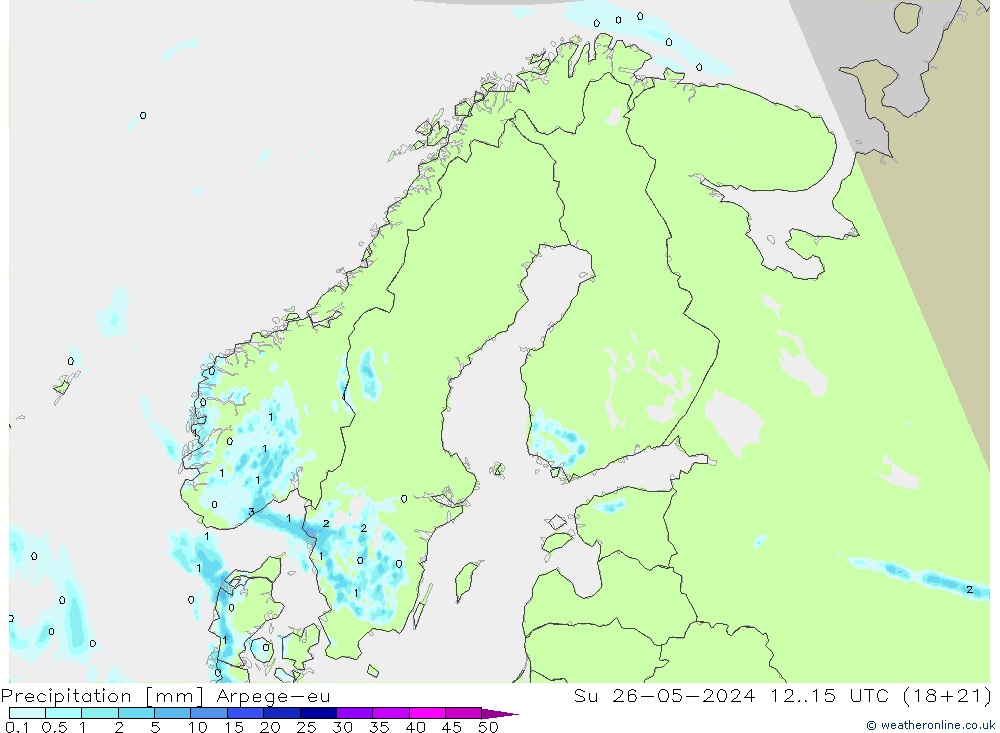 Precipitation Arpege-eu Su 26.05.2024 15 UTC