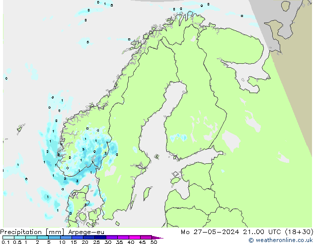 Precipitation Arpege-eu Mo 27.05.2024 00 UTC