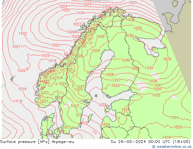 Surface pressure Arpege-eu Su 26.05.2024 00 UTC