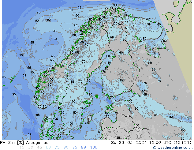 RH 2m Arpege-eu So 26.05.2024 15 UTC