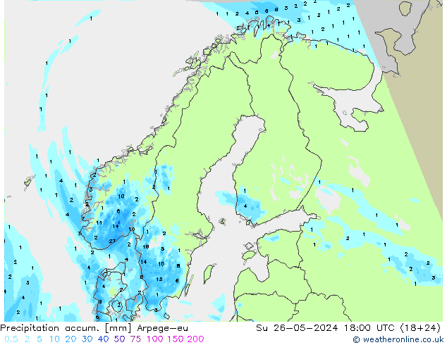 Nied. akkumuliert Arpege-eu So 26.05.2024 18 UTC