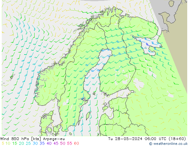 Viento 850 hPa Arpege-eu mar 28.05.2024 06 UTC