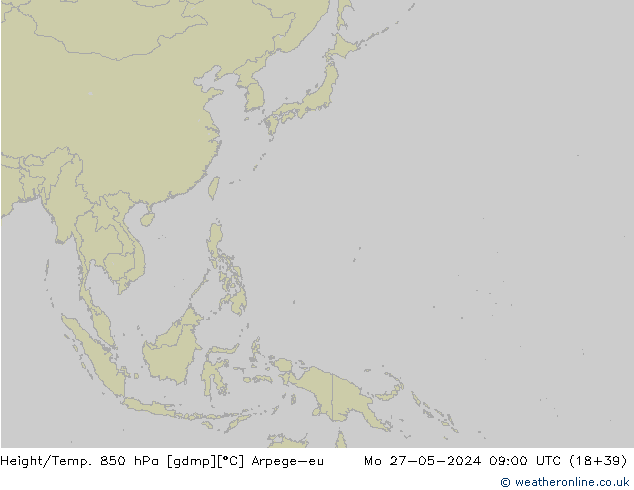 Géop./Temp. 850 hPa Arpege-eu lun 27.05.2024 09 UTC