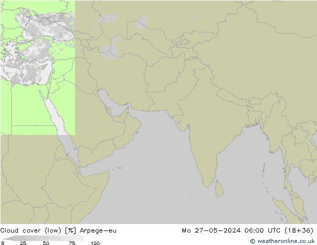 Bewolking (Laag) Arpege-eu ma 27.05.2024 06 UTC