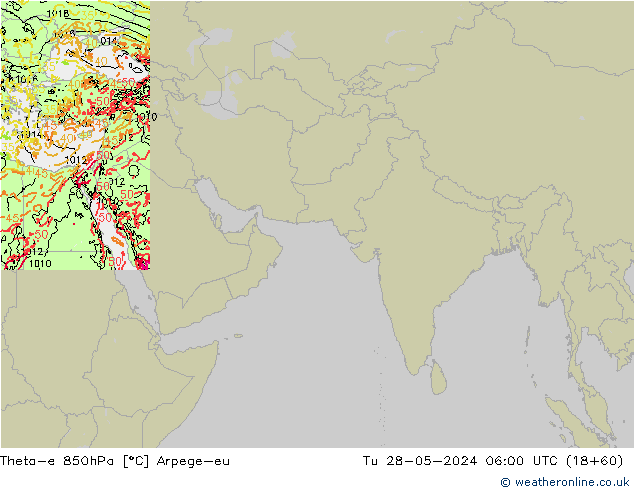 Theta-e 850hPa Arpege-eu mar 28.05.2024 06 UTC