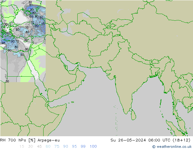 RH 700 hPa Arpege-eu Su 26.05.2024 06 UTC