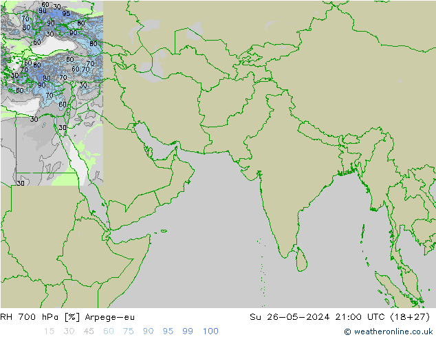 RH 700 hPa Arpege-eu So 26.05.2024 21 UTC