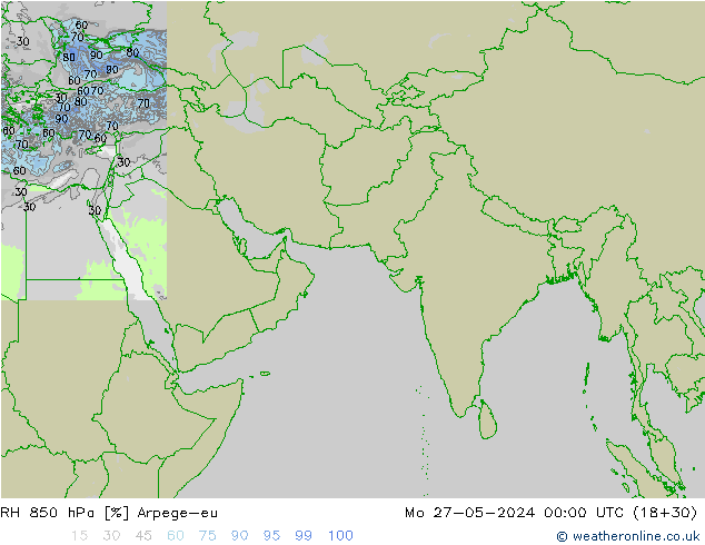 RH 850 hPa Arpege-eu lun 27.05.2024 00 UTC