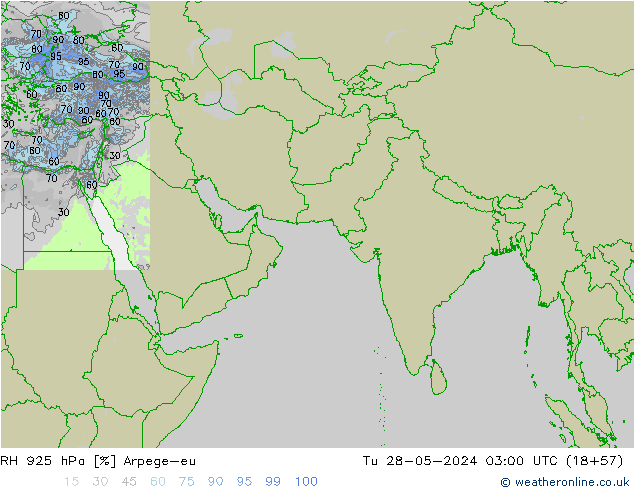 RH 925 hPa Arpege-eu  28.05.2024 03 UTC