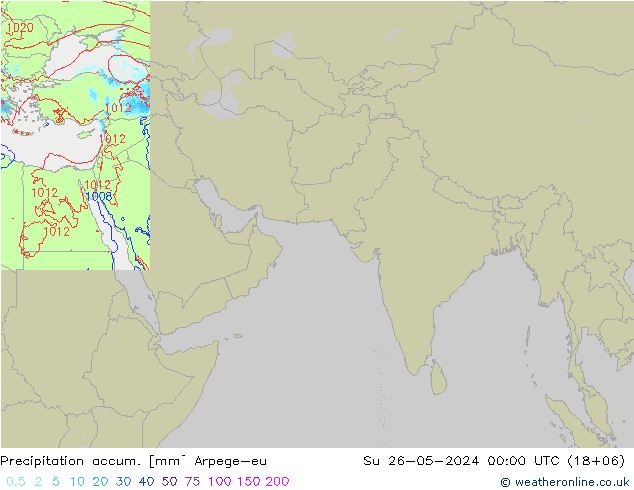 Totale neerslag Arpege-eu zo 26.05.2024 00 UTC