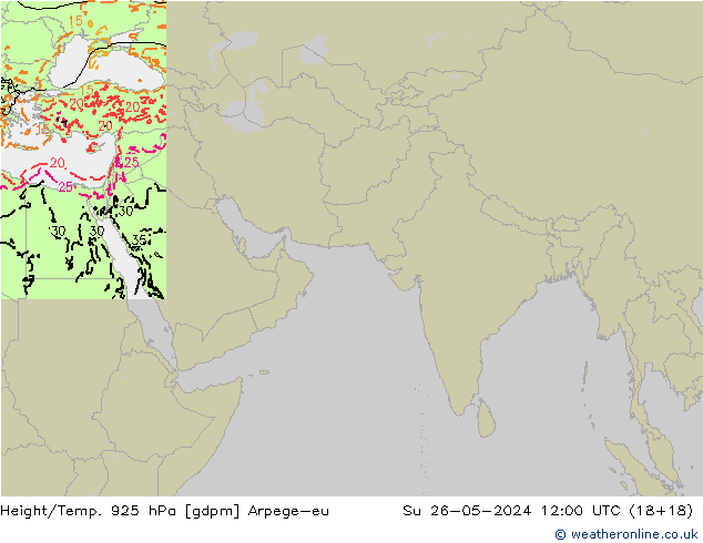 Height/Temp. 925 hPa Arpege-eu nie. 26.05.2024 12 UTC