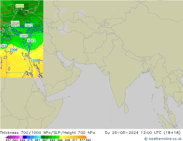 Thck 700-1000 hPa Arpege-eu nie. 26.05.2024 12 UTC