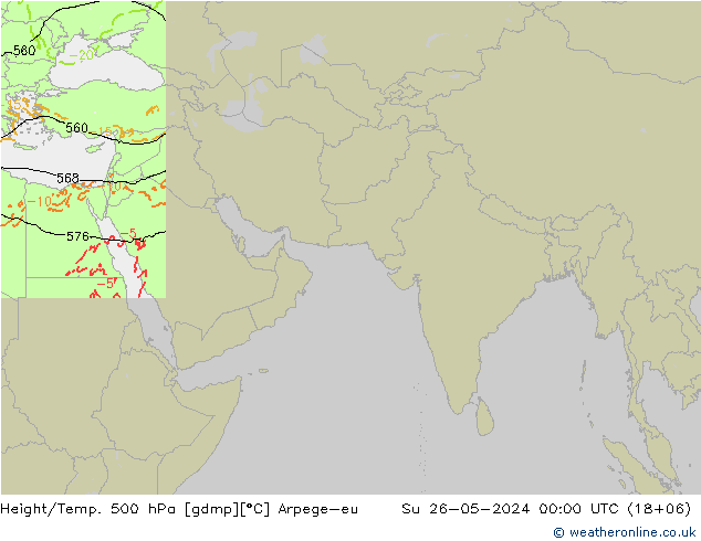 Height/Temp. 500 hPa Arpege-eu 星期日 26.05.2024 00 UTC