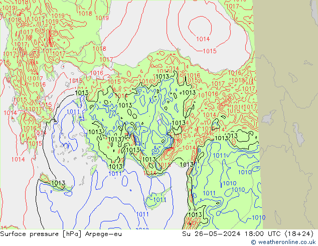 Surface pressure Arpege-eu Su 26.05.2024 18 UTC