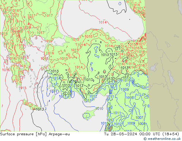 Surface pressure Arpege-eu Tu 28.05.2024 00 UTC