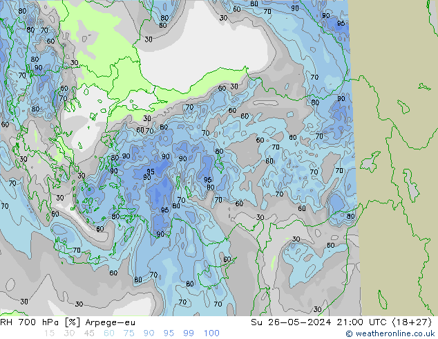 RV 700 hPa Arpege-eu zo 26.05.2024 21 UTC