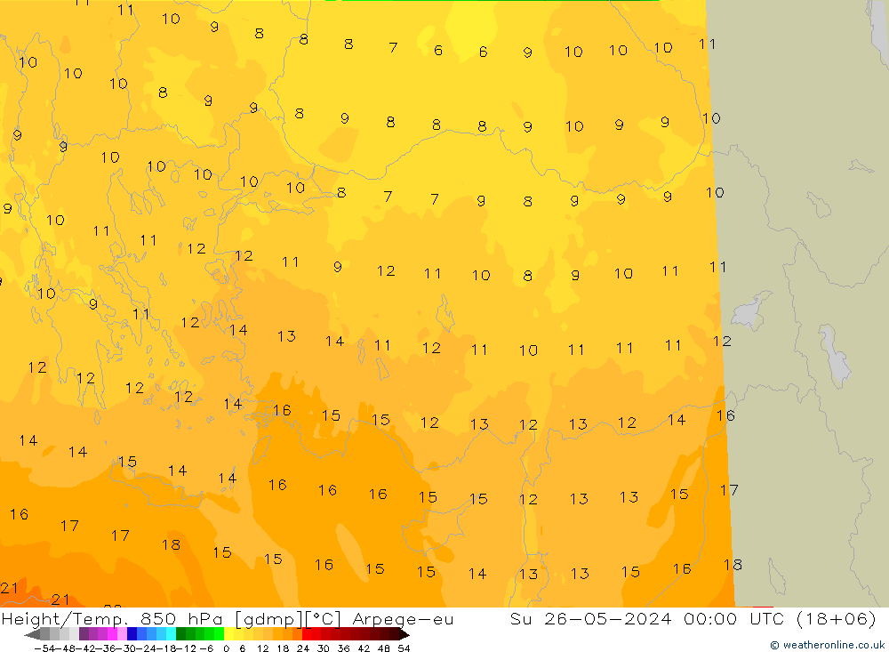 Height/Temp. 850 hPa Arpege-eu dom 26.05.2024 00 UTC