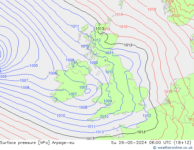 Surface pressure Arpege-eu Su 26.05.2024 06 UTC