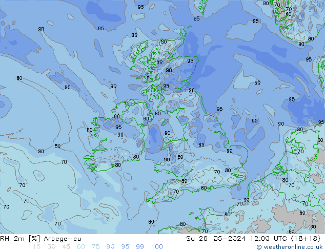 RH 2m Arpege-eu dom 26.05.2024 12 UTC