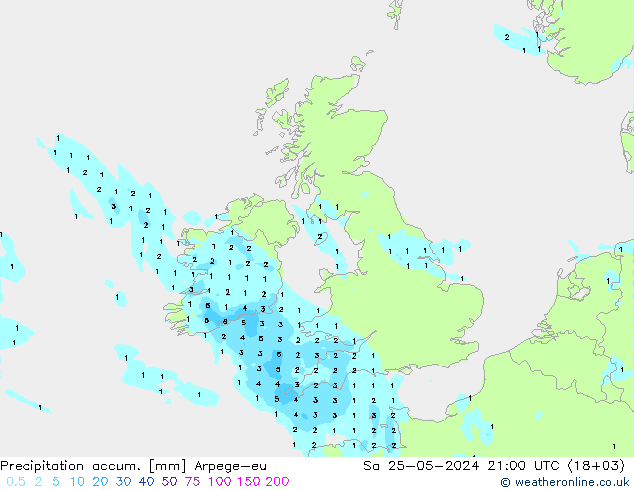 Precipitation accum. Arpege-eu  25.05.2024 21 UTC