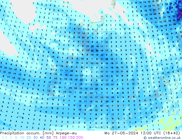 Toplam Yağış Arpege-eu Pzt 27.05.2024 12 UTC