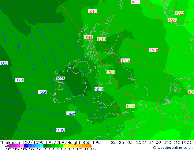 Thck 850-1000 hPa Arpege-eu Sa 25.05.2024 21 UTC