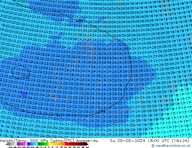 Geop./Temp. 500 hPa Arpege-eu dom 26.05.2024 18 UTC