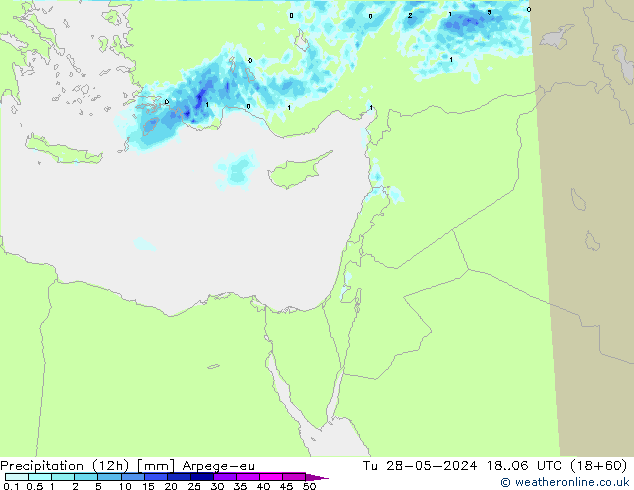 Precipitation (12h) Arpege-eu Tu 28.05.2024 06 UTC