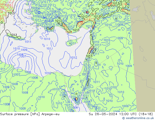 Pressione al suolo Arpege-eu dom 26.05.2024 12 UTC