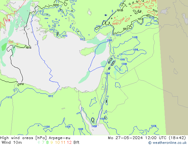 High wind areas Arpege-eu Mo 27.05.2024 12 UTC