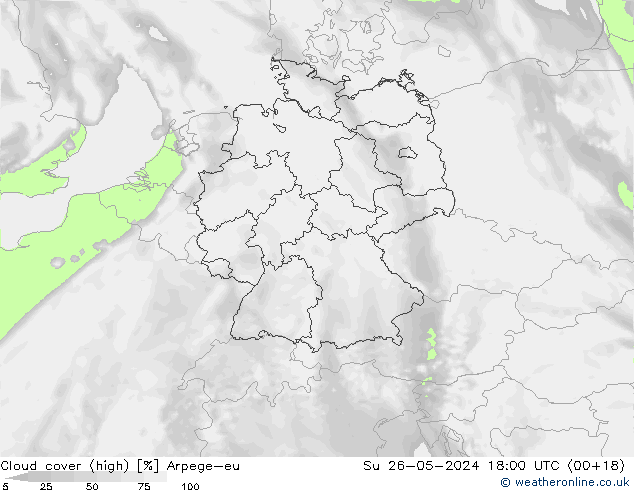 Bulutlar (yüksek) Arpege-eu Paz 26.05.2024 18 UTC