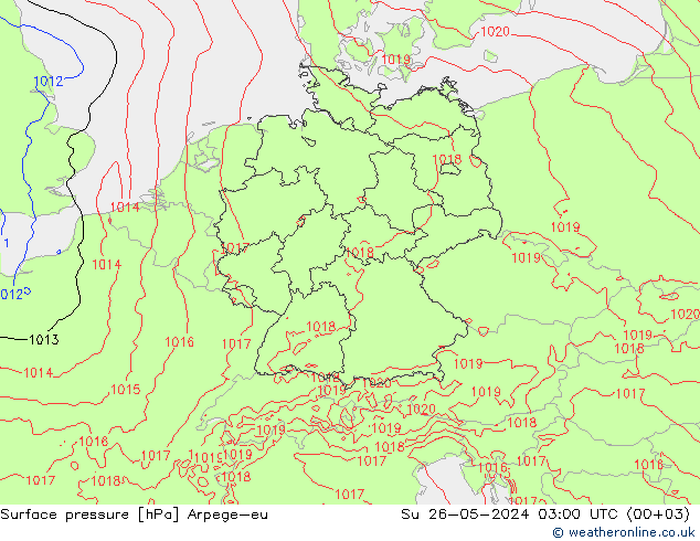 Surface pressure Arpege-eu Su 26.05.2024 03 UTC