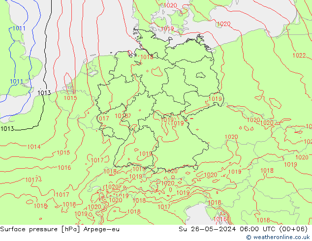 Surface pressure Arpege-eu Su 26.05.2024 06 UTC