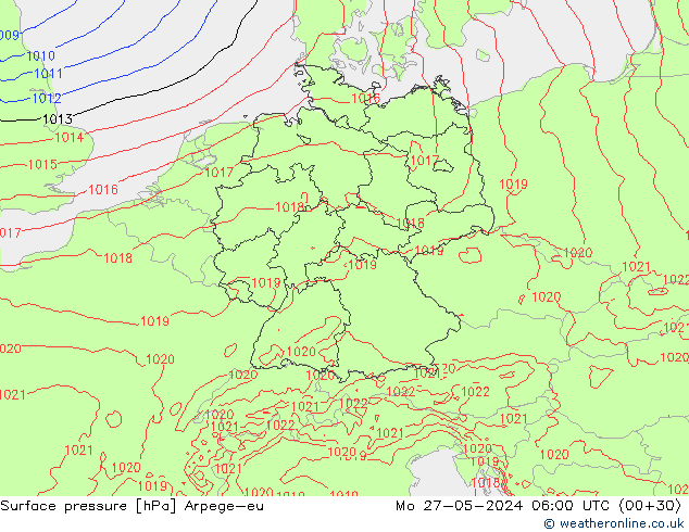 pressão do solo Arpege-eu Seg 27.05.2024 06 UTC