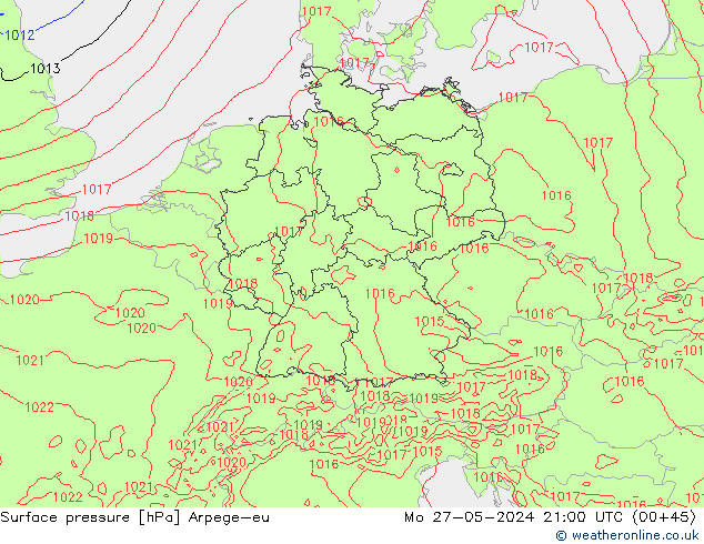 Bodendruck Arpege-eu Mo 27.05.2024 21 UTC