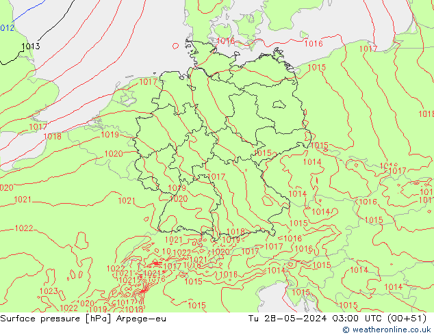 Yer basıncı Arpege-eu Sa 28.05.2024 03 UTC