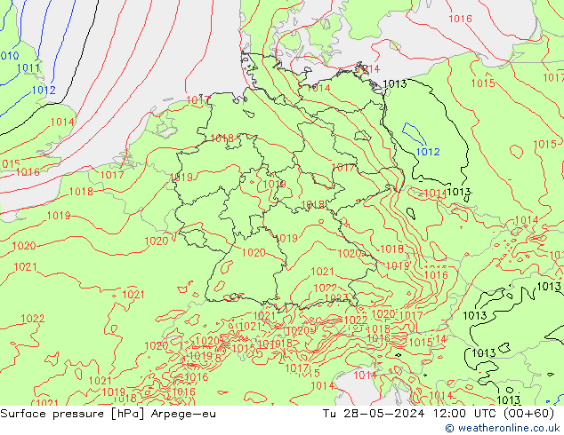 Atmosférický tlak Arpege-eu Út 28.05.2024 12 UTC