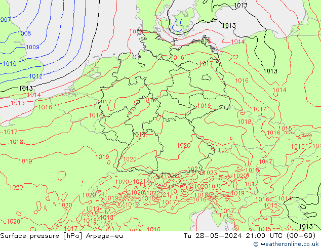 Pressione al suolo Arpege-eu mar 28.05.2024 21 UTC